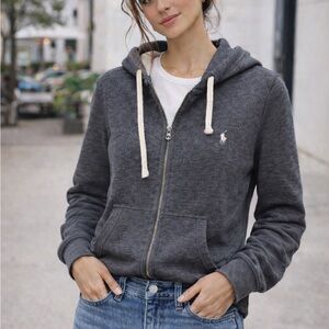 Polo by Ralph Lauren Charcoal Gray Zip-Up Hoodie MSRP $150